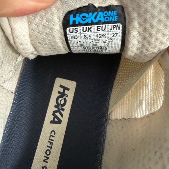 Hoka Clifton 9  Cream Athletic Sneakers - Picture 11 of 11